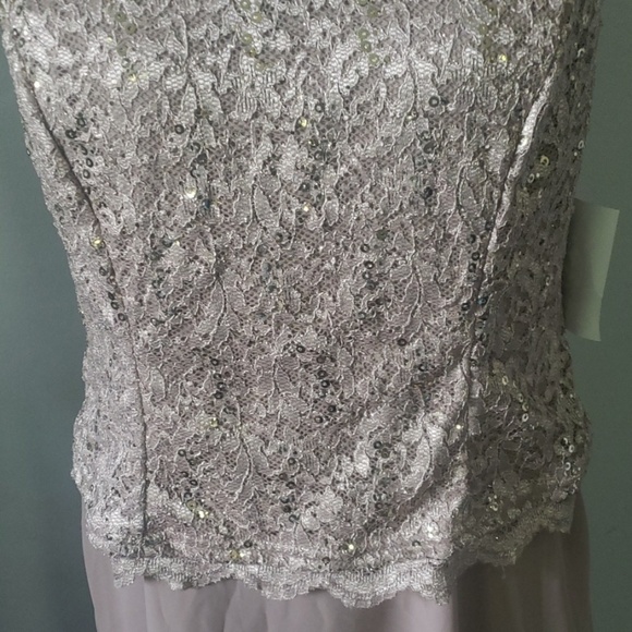 R&M Richards 2 pc champagne lace and sequin dress and jacket NWT - Picture 8 of 9
